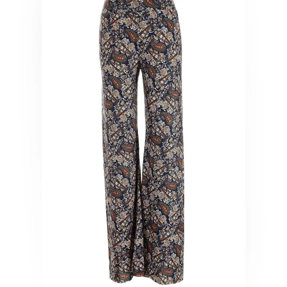 NATURAL LIFE Navy Floral Paisley Wide-Leg Pants - Picture 4 of 11